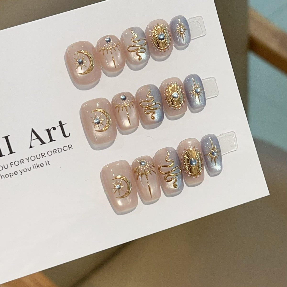 [Nyx] Vintage Totem Baroque Style Cat's Eye Pure Handmade Wearable Nail H206 Model with Box Tool Bag