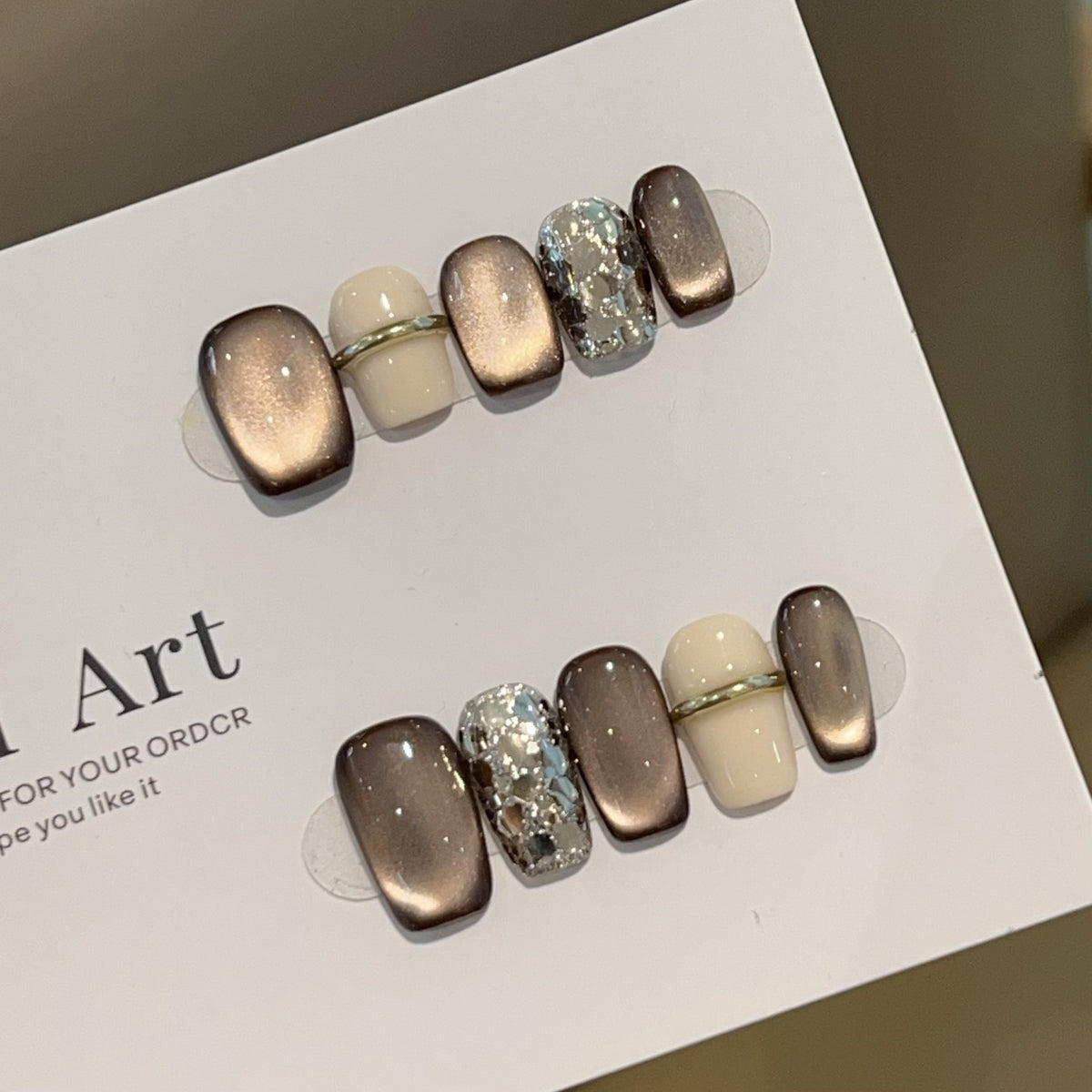 [Ring] Autumn and winter brown cat eye color scheme cream white handmade wearable armor H424 model with box tool kit