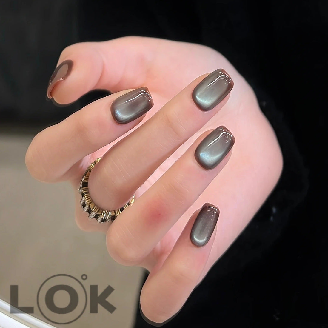 [Salt Lake] Premium Blue Brown Glass Bead Cat-Eye Simple Handmade Wear-On Nail 52 Styles with Box Tool Bag