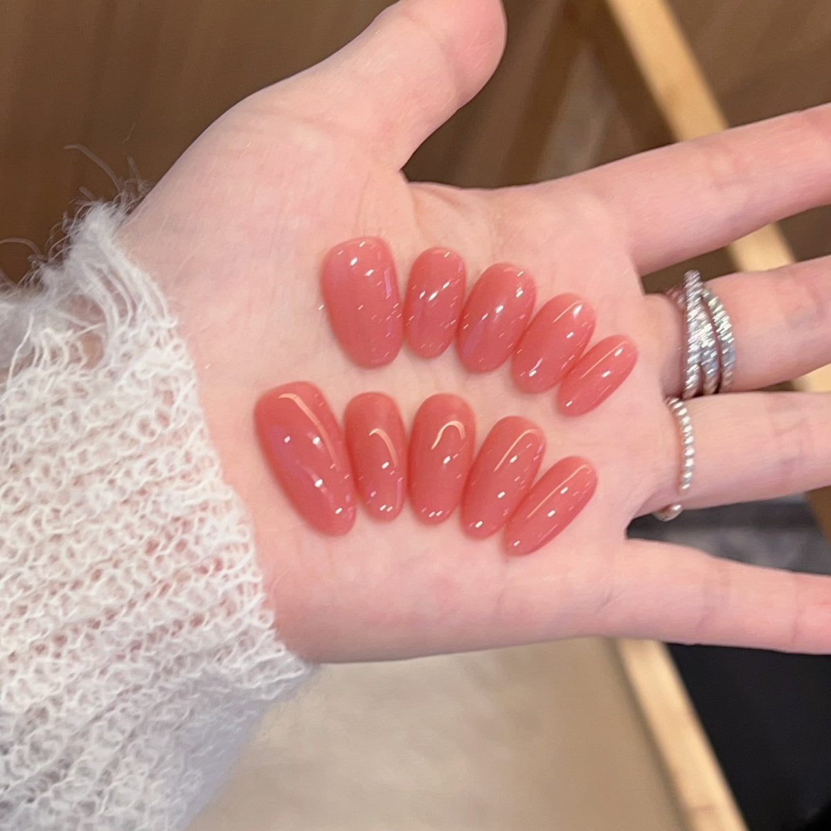 [Jiaodidi] Rena Esaka Nude Gentle Youthful Handmade Wear-On Nail 126 Styles with Box Tool Bag