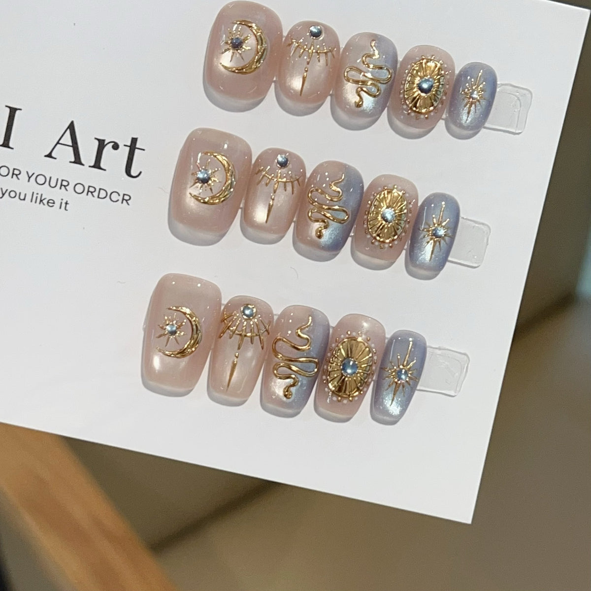 [Nyx] Vintage Totem Baroque Style Cat's Eye Pure Handmade Wearable Nail H206 Model with Box Tool Bag